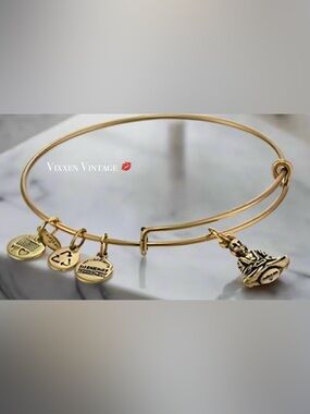 ALEX & ANI 2017 'BUDDHA CHARM BANGLE BRACELET' IN RAFAELIAN GOLD FINISH